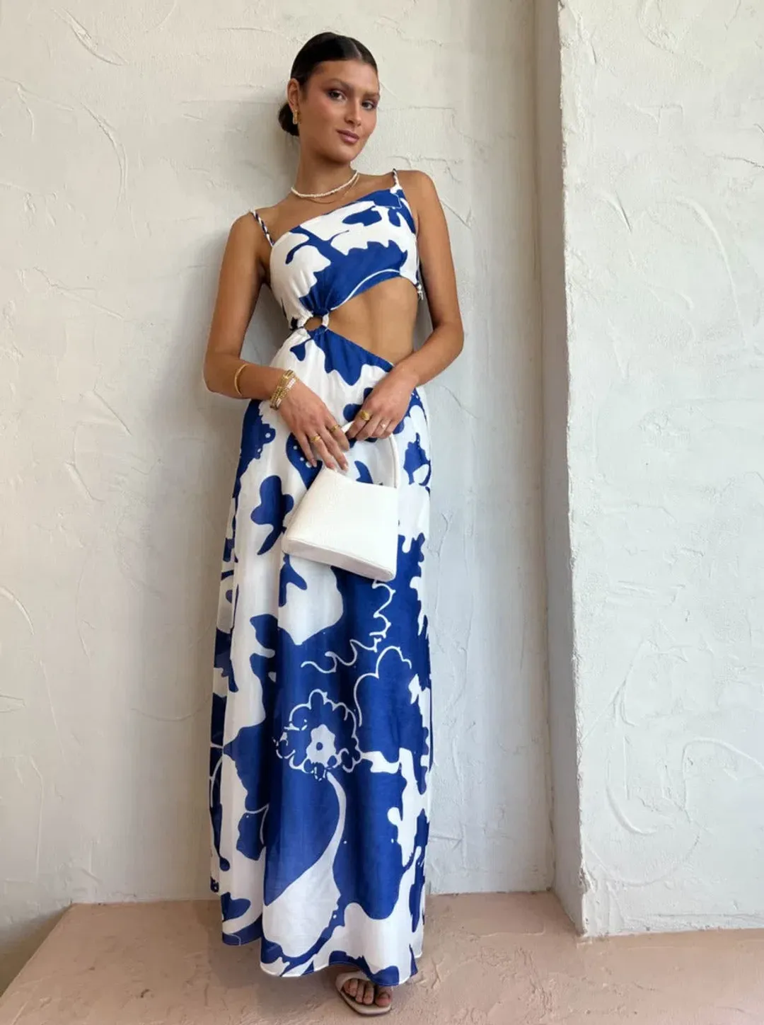 Sir the Label Vivi Asymmetric Cut Out Dress Print Size 8 for rent on The Volte - main image