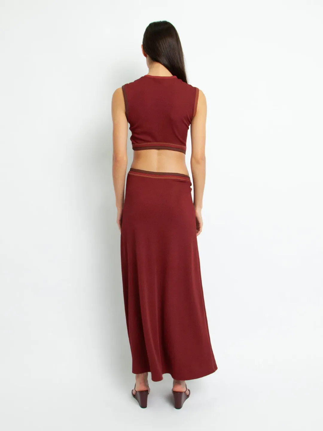 Christopher Esber Paisley Cut Toso Dress Burgundy Size 6  for rent on The Volte - main image