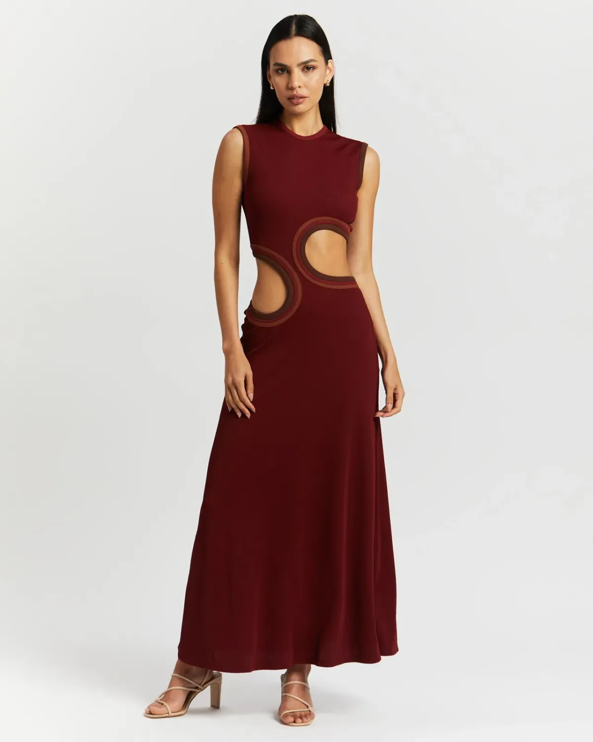 Christopher Esber Paisley Cut Toso Dress Burgundy Size 6  for rent on The Volte - main image