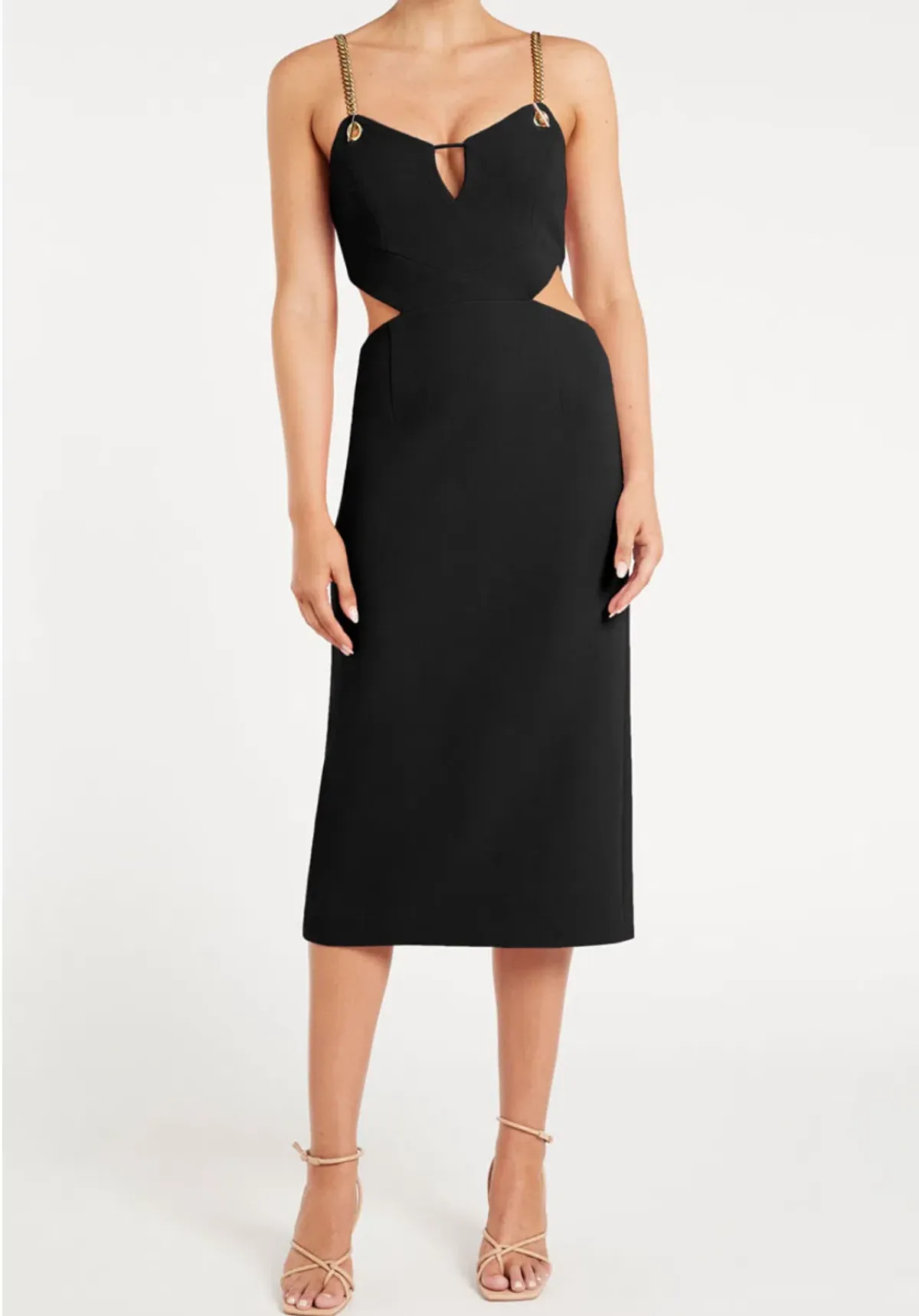 Rebecca Vallance Dulce Amore Midi Dress Black Size 6  for rent on The Volte - main image