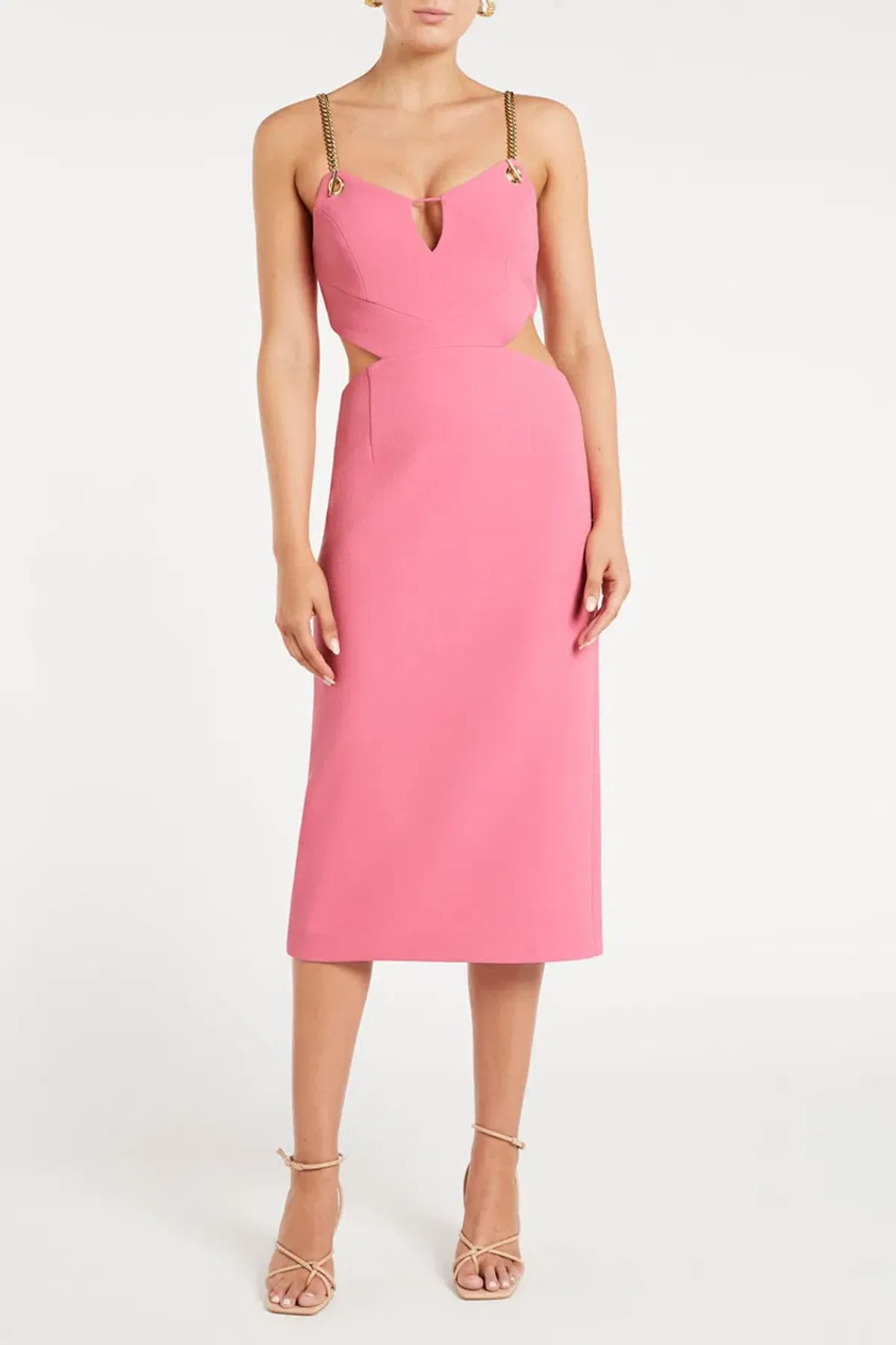 Rebecca Vallance Dulce Amore Midi Dress Pink Size 10 for rent on The Volte - main image