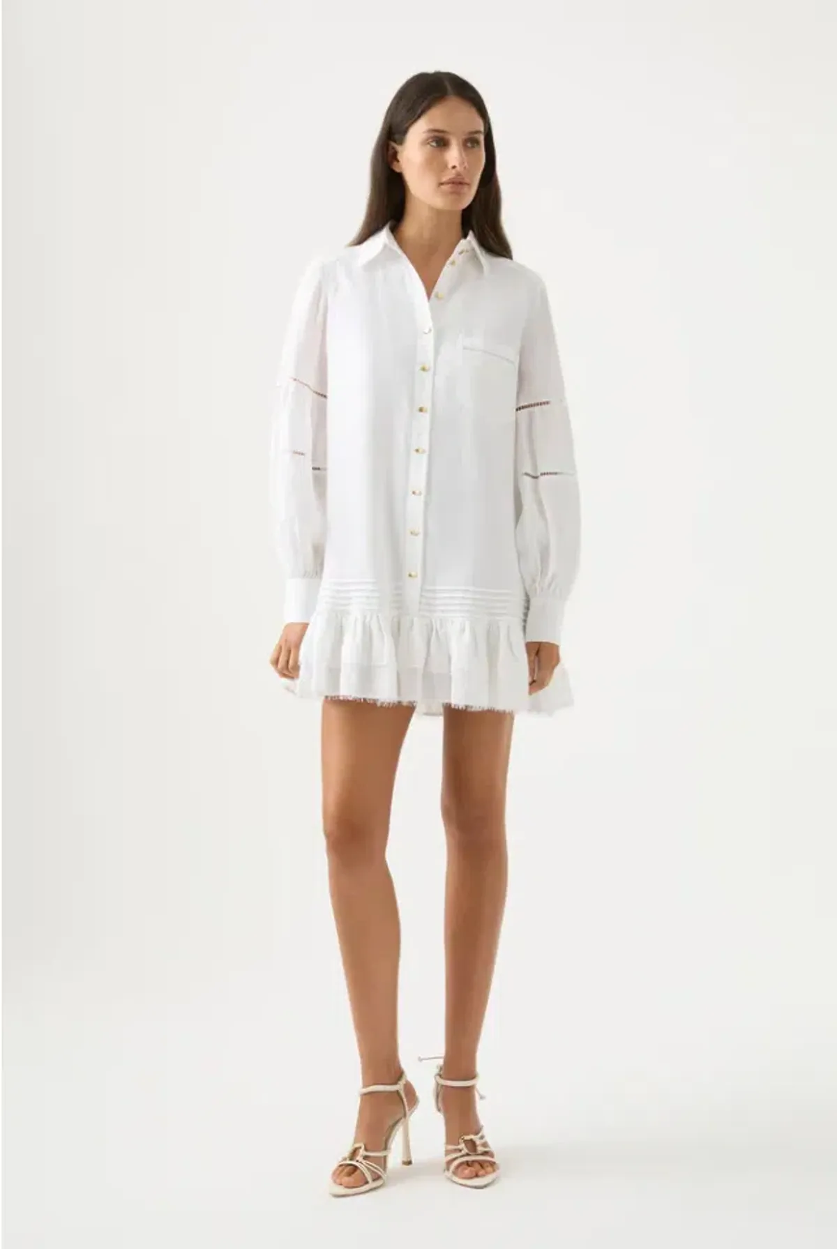 Aje Lotus Shirt Dress White Size 16 for rent on The Volte - main image