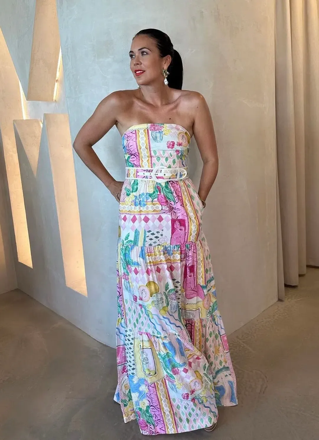 Rebecca Vallance Le Mur Rose Maxi Dress Multicolored Size AU 8 for rent on The Volte - main image