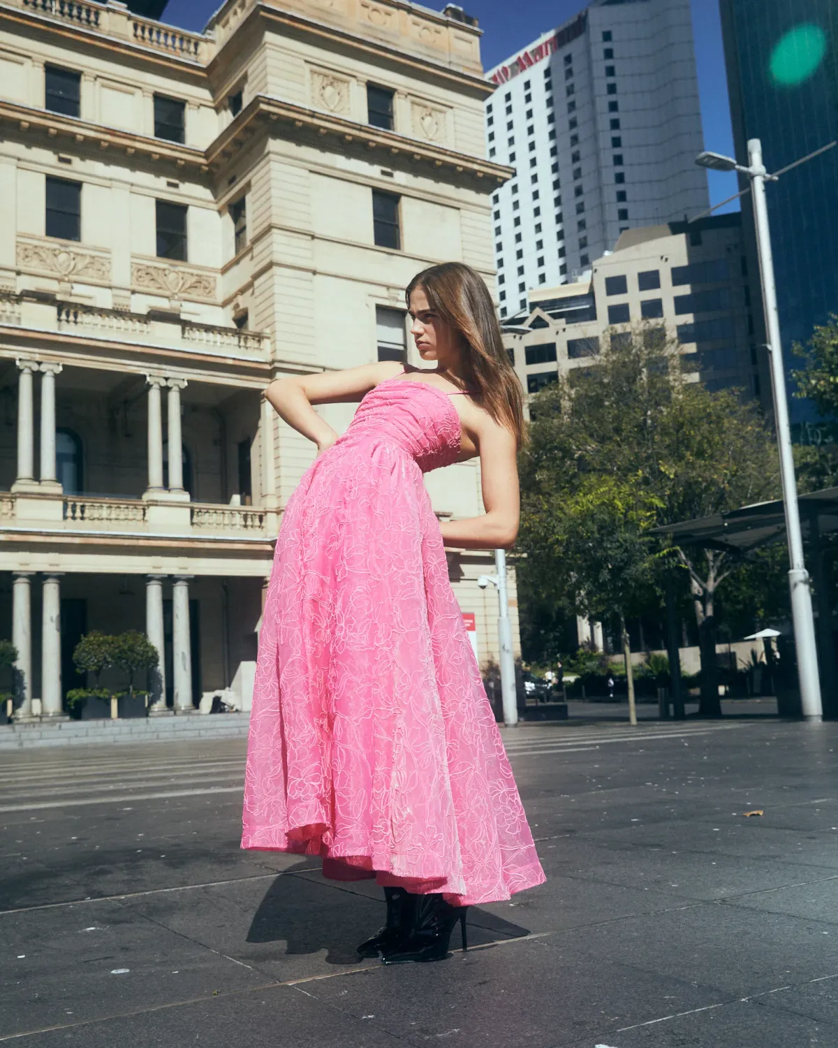 Aje Evangeline Cornelli Maxi Dress Pink Size  AU 8 for rent on The Volte - main image