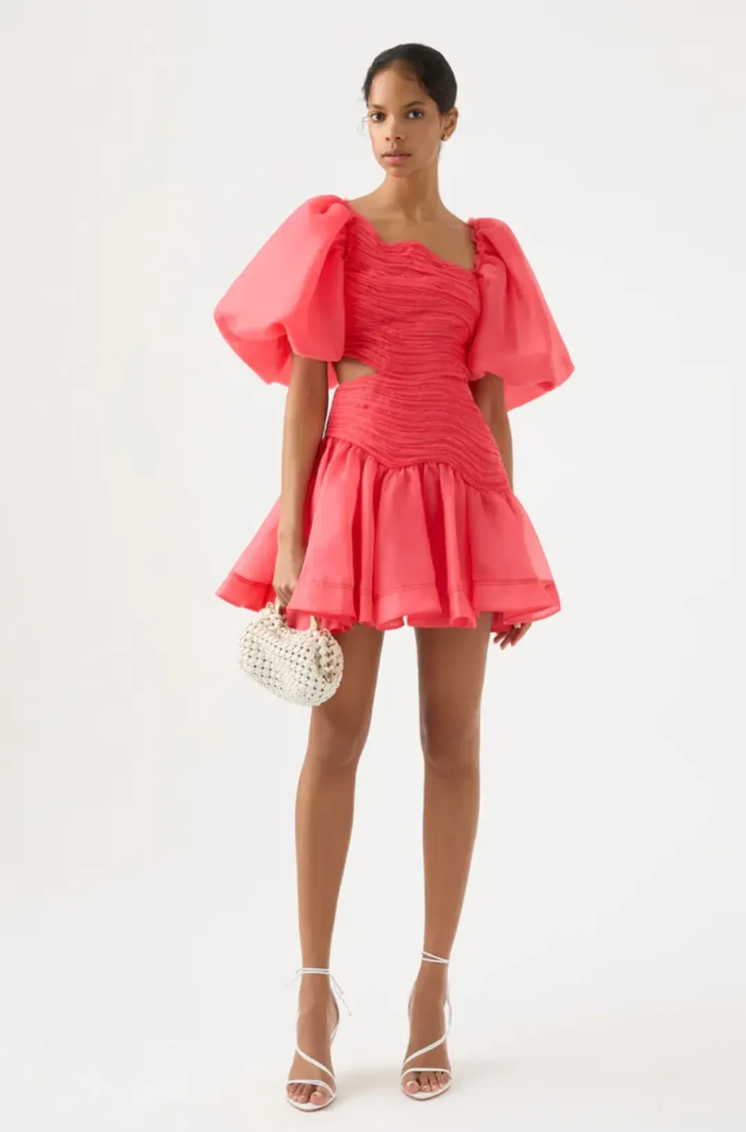 Aje Joan Puff Sleeve Mini Dress Pink Size 10 / M for rent on The Volte - main image