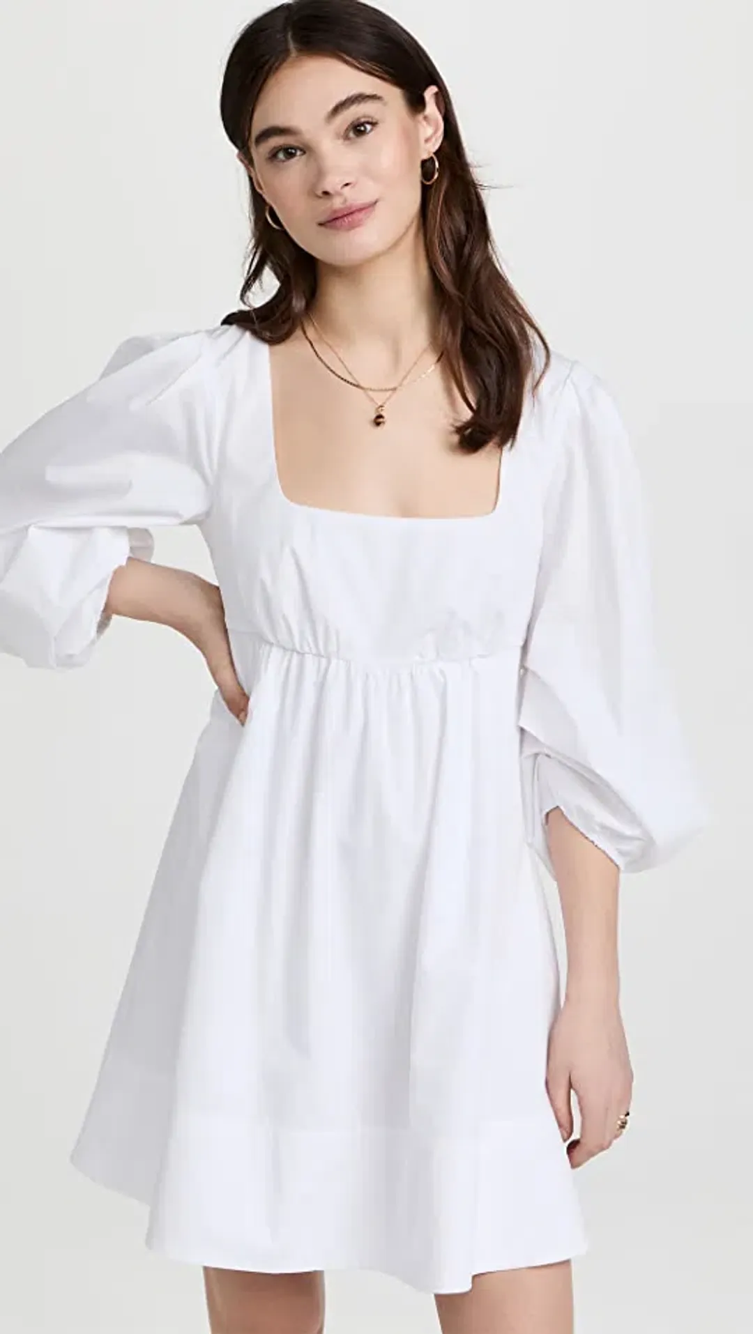 Staud Sophie Babydoll Mini Dress White Size 8 for rent on The Volte - main image
