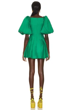 AJE Dusk Knot Puff Sleeve Mini Dress Emerald Size 6 for rent on The Volte - image 2