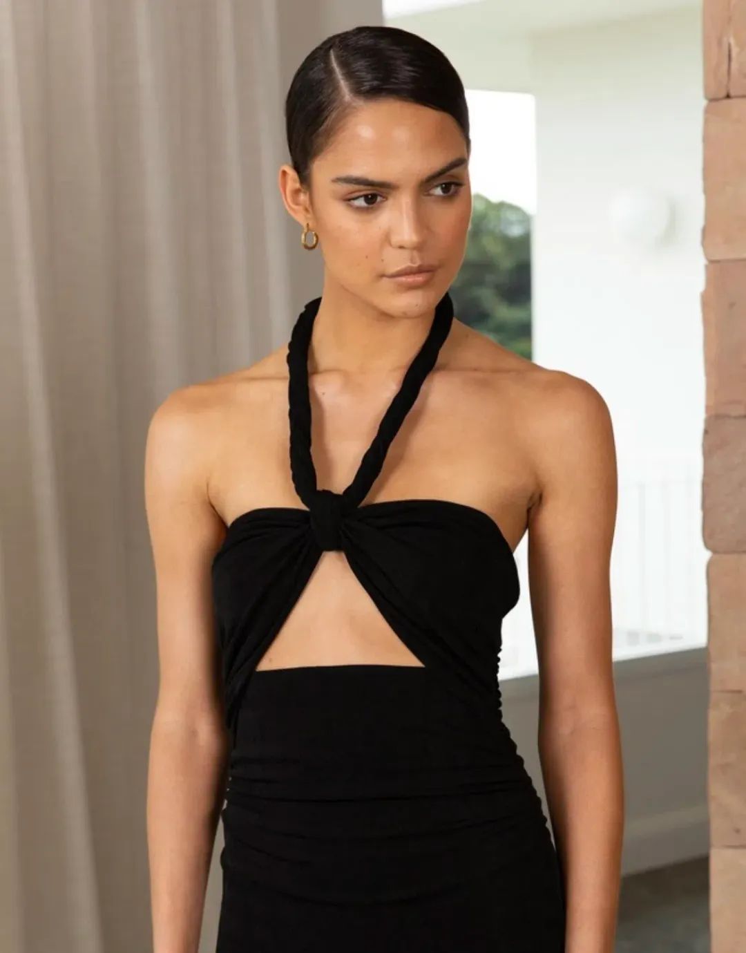 MISHA Lydia Midi Dress Black Size 6/XS for rent on The Volte - main image