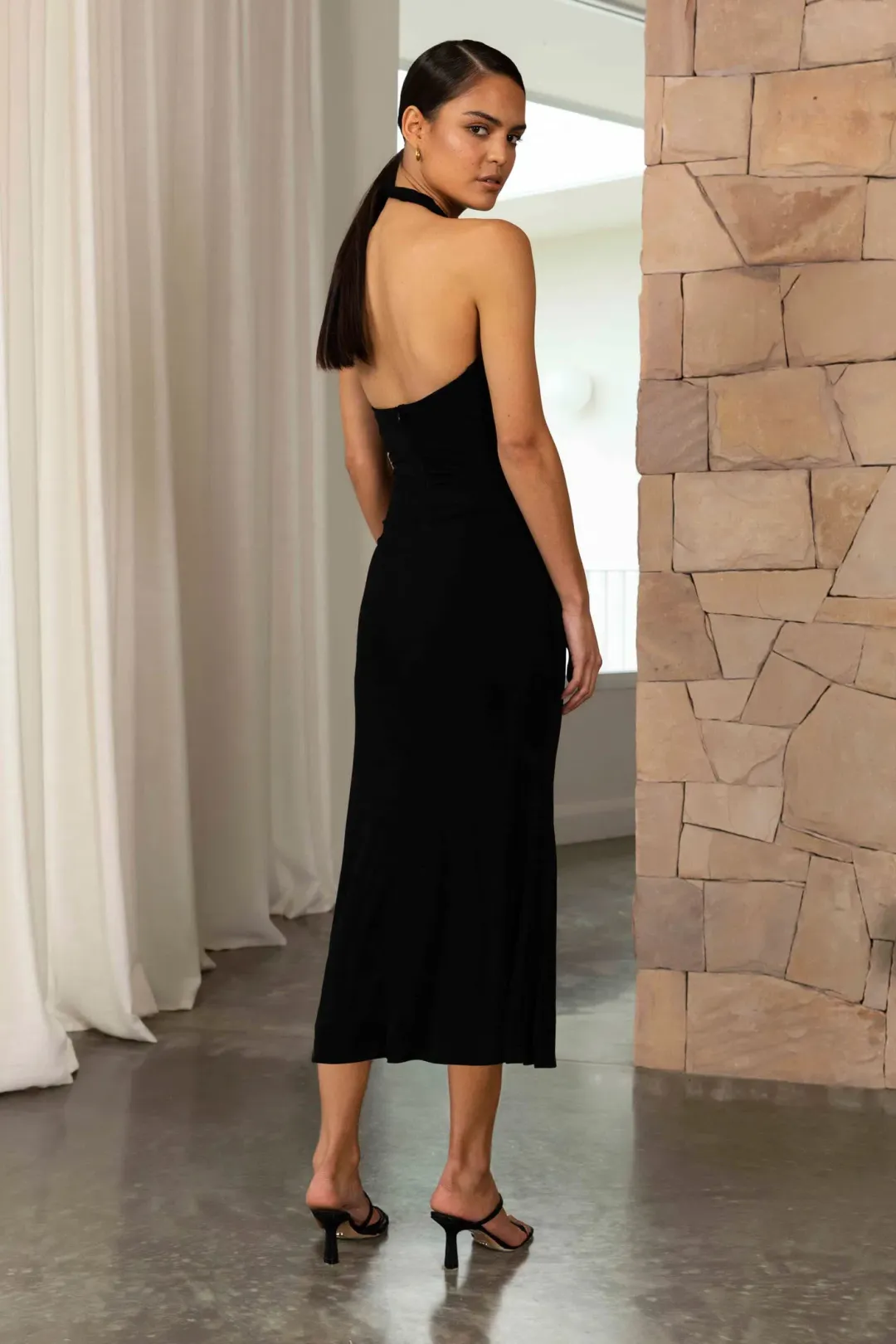 MISHA Lydia Midi Dress Black Size 6/XS for rent on The Volte - main image