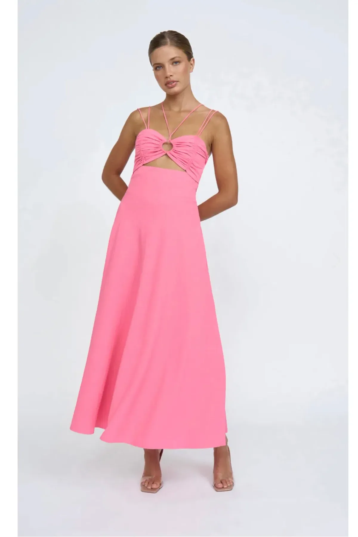 By Johnny Isola Bella Strap Midi Dress Pink Size AU 10 for rent on The Volte - main image
