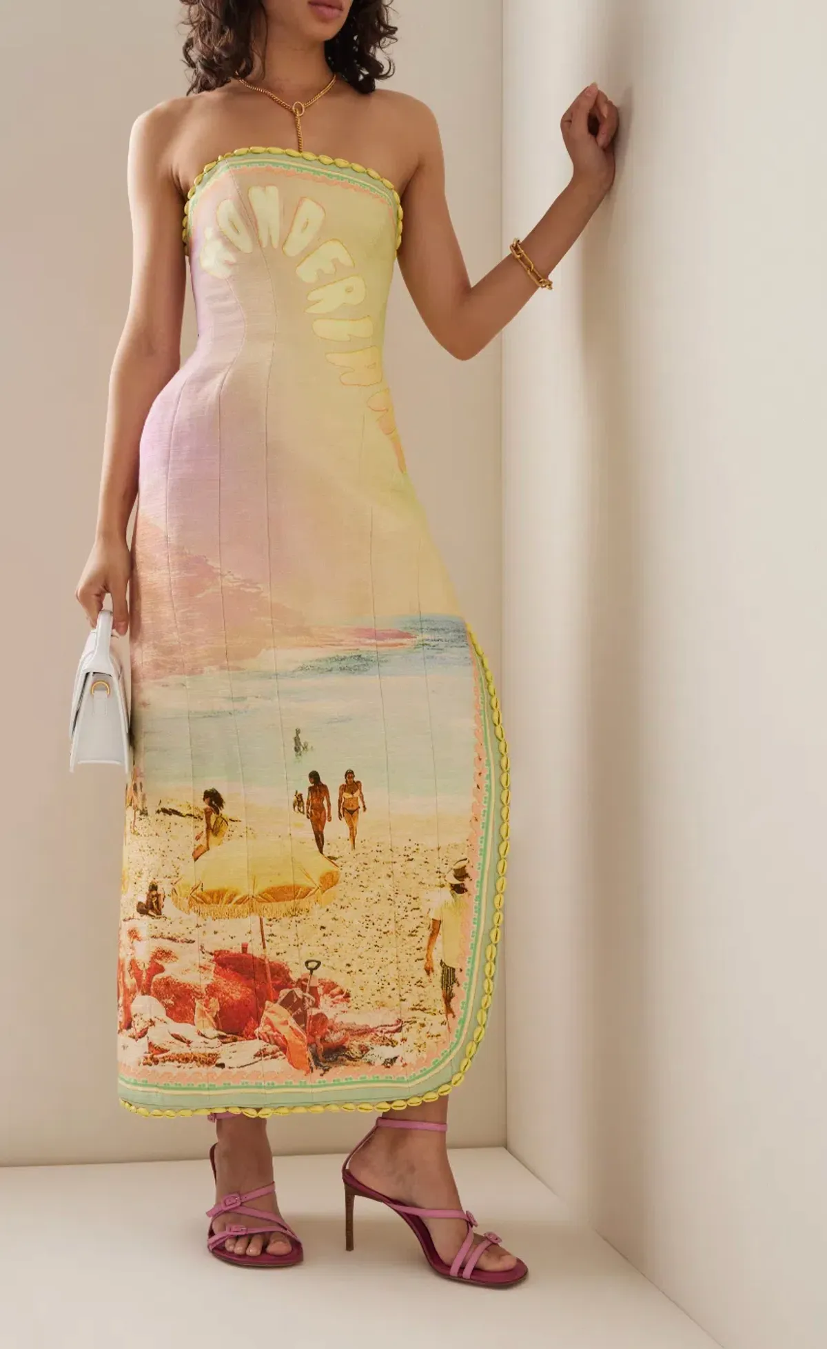 Zimmermann Poster Print Coaster Structured Midi Dress Multi Size 0 / AU 8 for rent on The Volte - main image