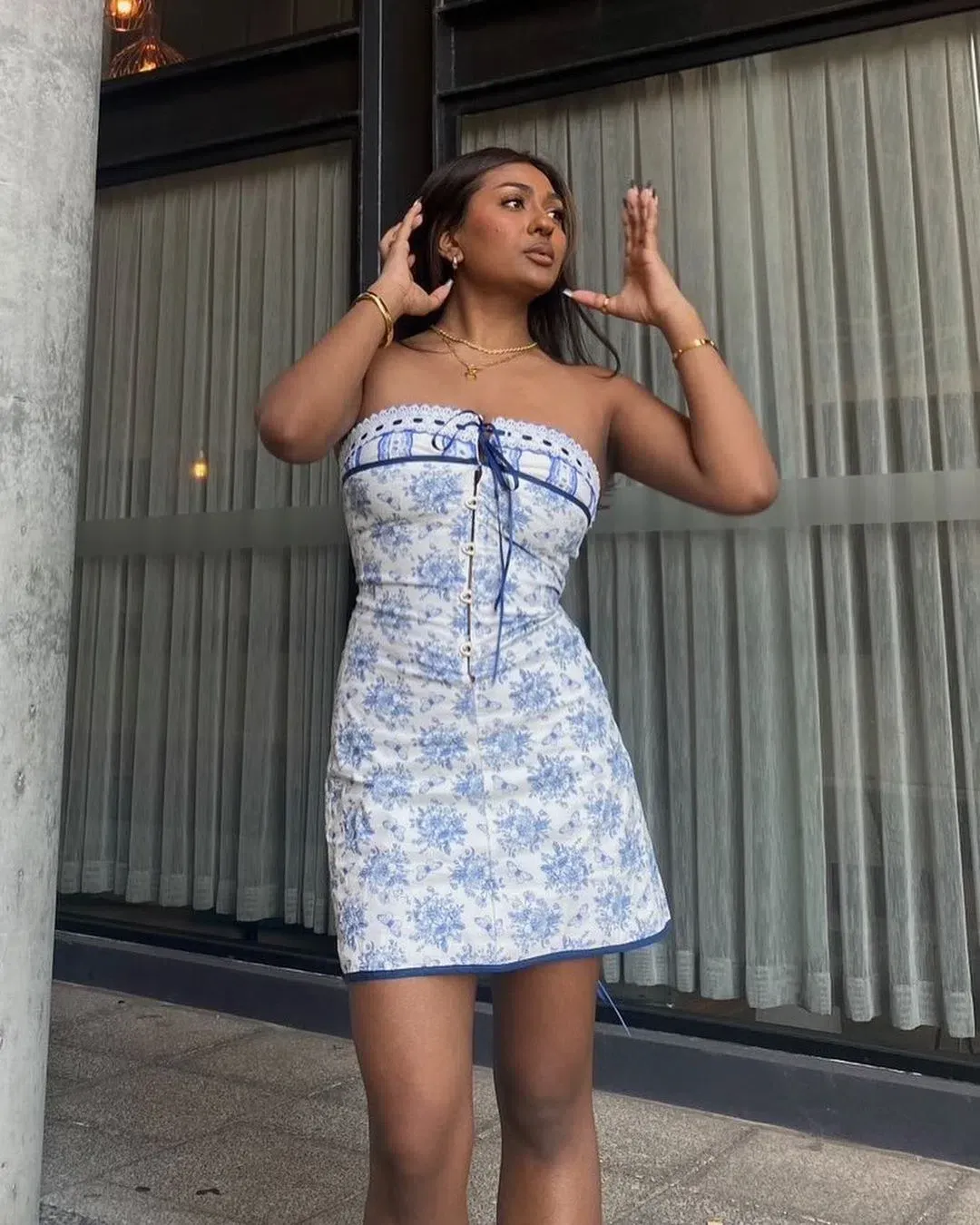 With Jean  Sabrin Dress in Toile Papillon White Size S / AU 8 for rent on The Volte - main image