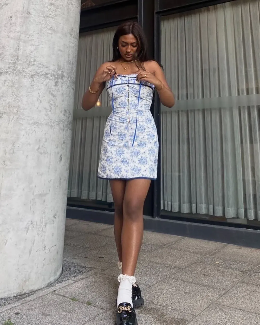 With Jean  Sabrin Dress in Toile Papillon White Size S / AU 8 for rent on The Volte - main image