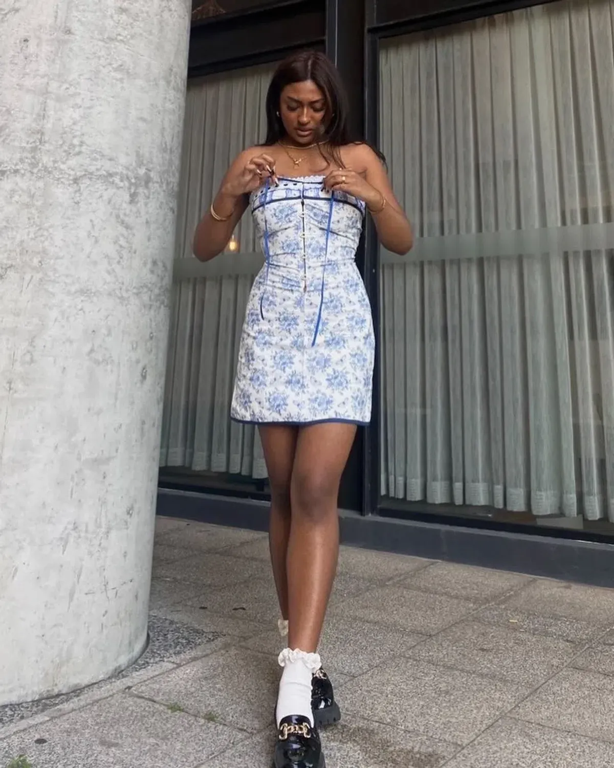 With Jean  Sabrin Dress in Toile Papillon White Size S / AU 8 for rent on The Volte - main image
