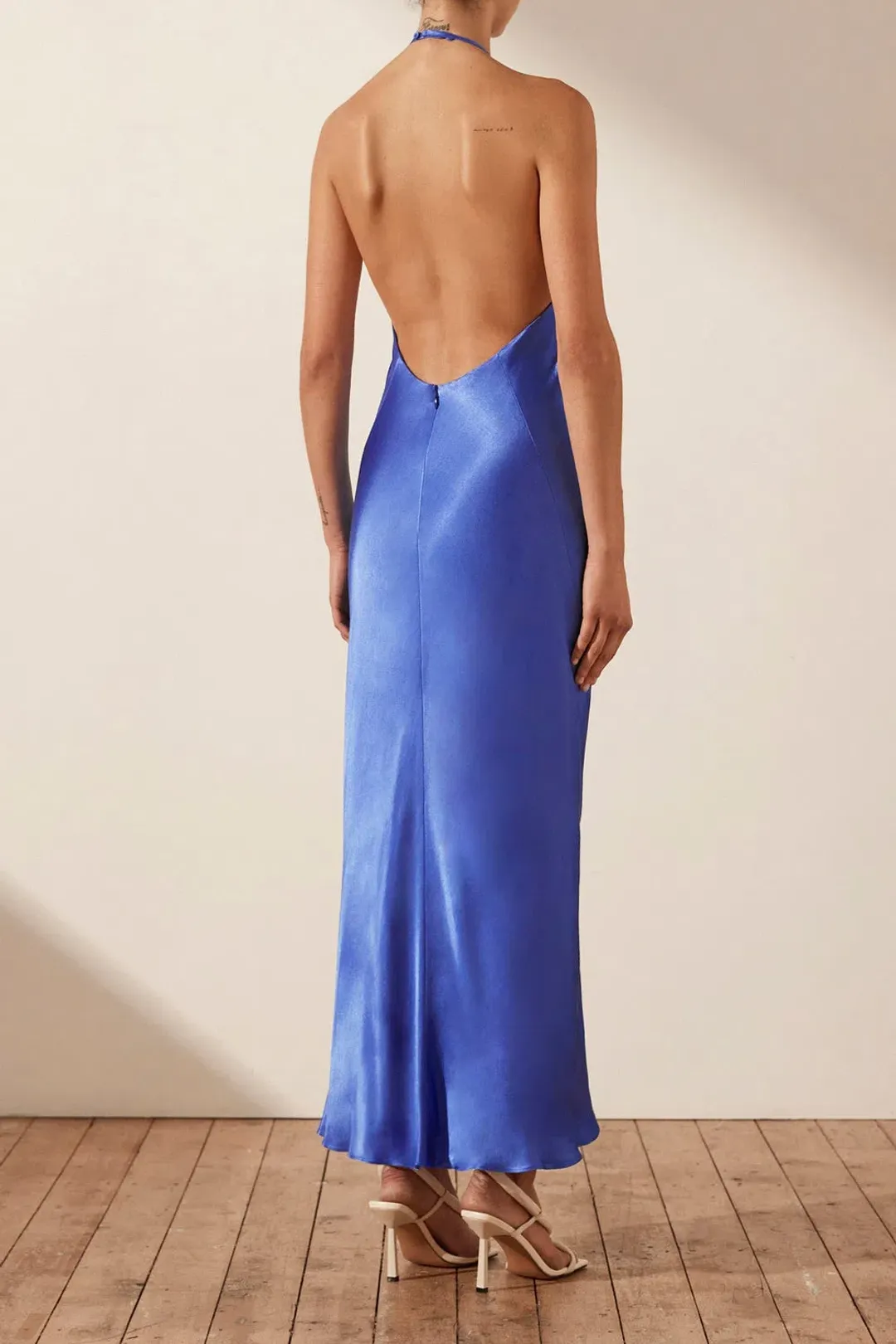 Shona Joy Oliviera Low Back Halter Neck Midi Dress in Strong Blue Size S / AU 8  for rent on The Volte - main image