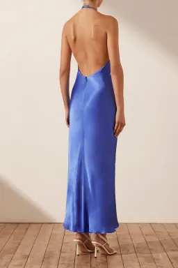 Shona Joy Oliviera Low Back Halter Neck Midi Dress in Strong Blue Size S / AU 8  for rent on The Volte - image 2