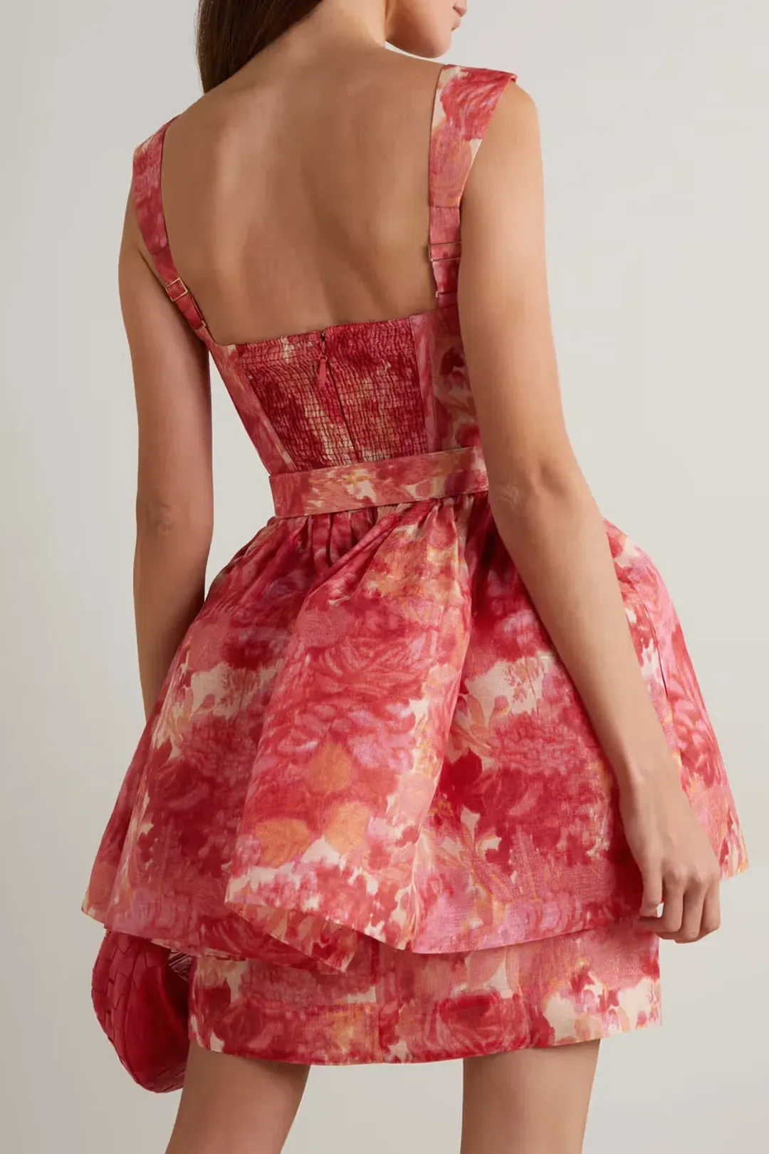 Zimmermann High Tide Mini Dress Pink Ikat Floral Size 0 / AU 6 to 8 for rent on The Volte - main image