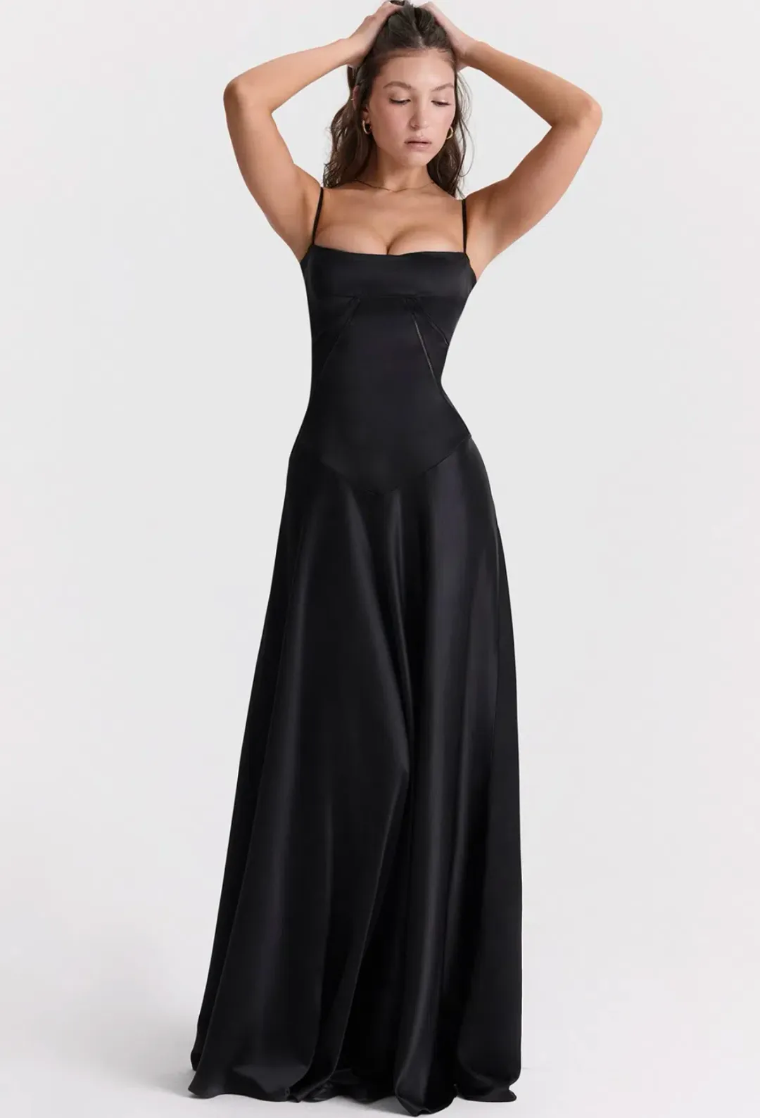 House of CB Anabella Lace Up Corset Maxi Dress in Black Size M / AU 10 for rent on The Volte - main image