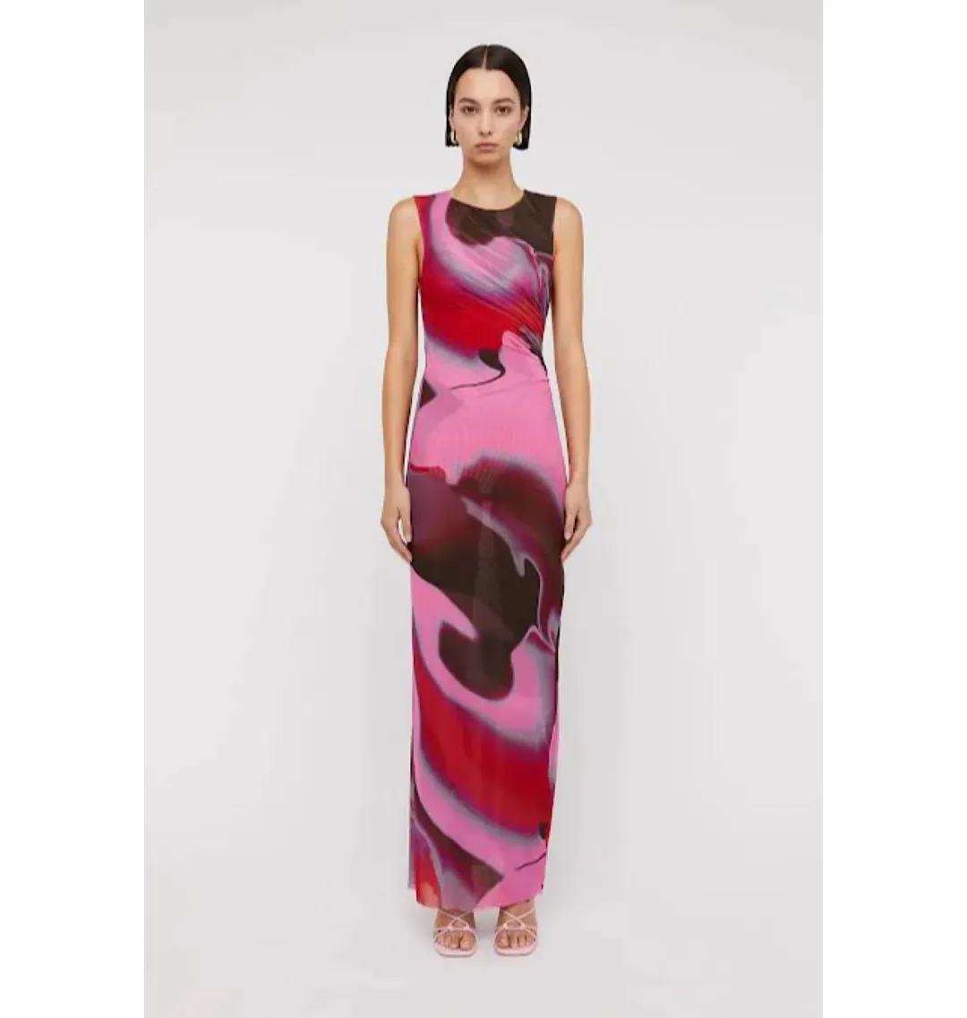 Scanlan Theodore Italian Watercolour Dress Raspberry Size AU 10 for rent on The Volte - main image