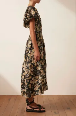 Shona Joy Palermo Plunged Short Sleeve Midi Dress Black Size AU 16 for rent on The Volte - image 2
