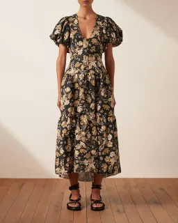 Shona Joy Palermo Plunged Short Sleeve Midi Dress Black Size AU 16 for rent on The Volte - image 1