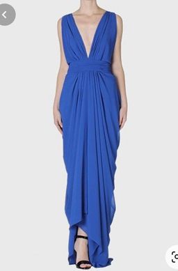 Carla Zampatti Waterfall Dress Blue Size 8 for rent on The Volte - image 1