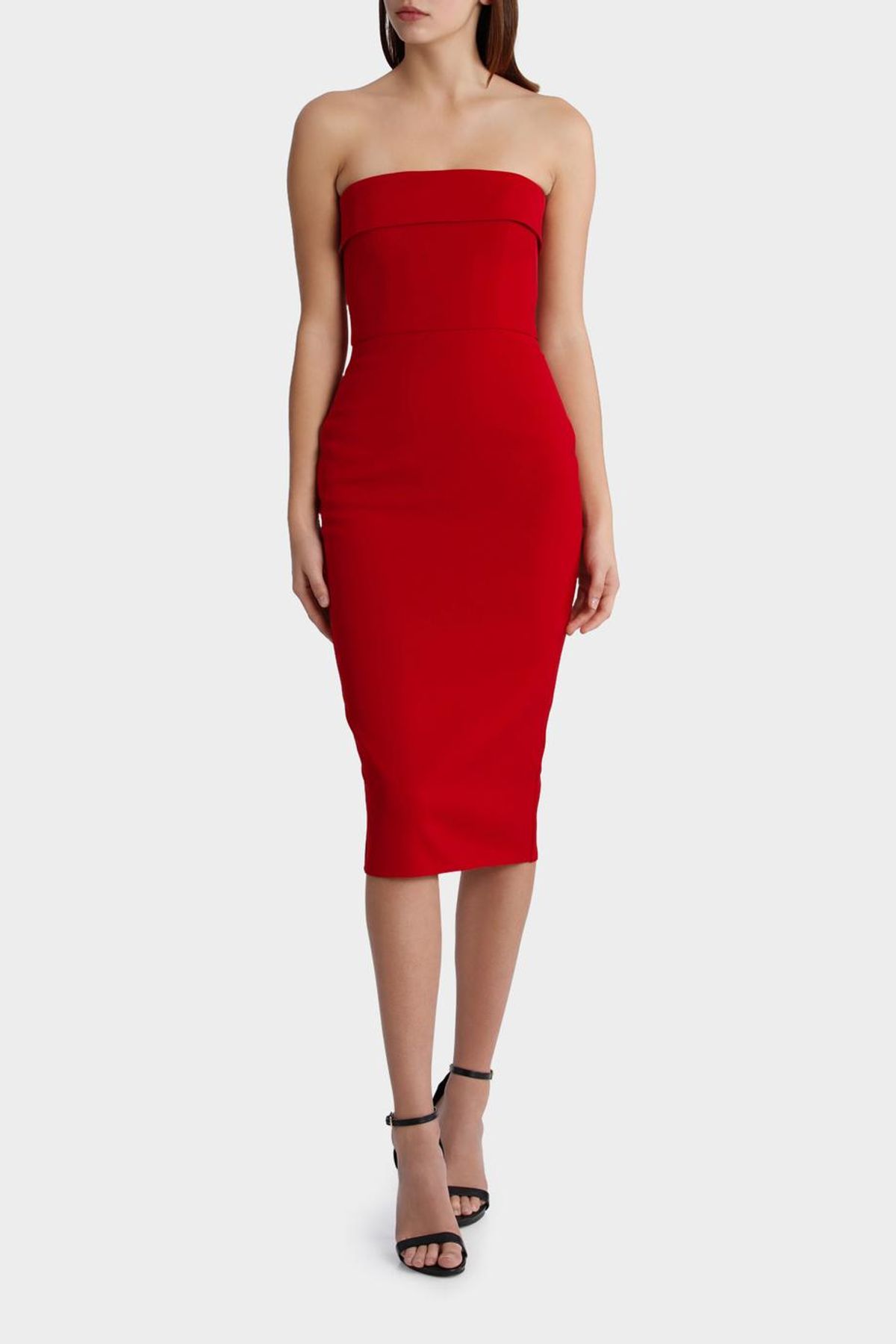Alex Perry Elsie Red Stretch Strapless Cuff Red Size 6 for rent on The Volte - main image