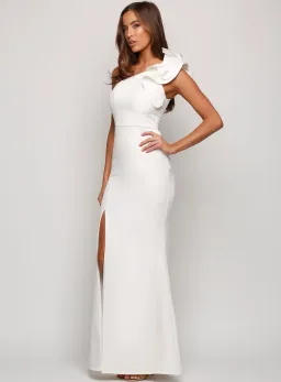 Bariano Sue Frill Shoulder Gown White Size 10 for rent on The Volte - image 2