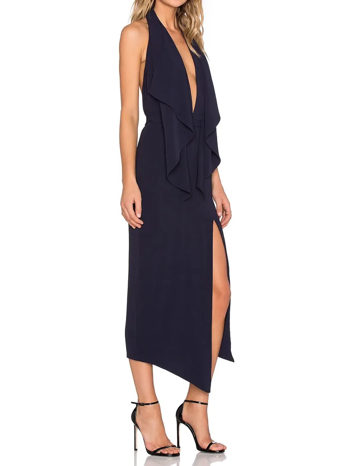 MISHA Lorena Midi Dress in Navy Size 12/L for rent on The Volte - main image