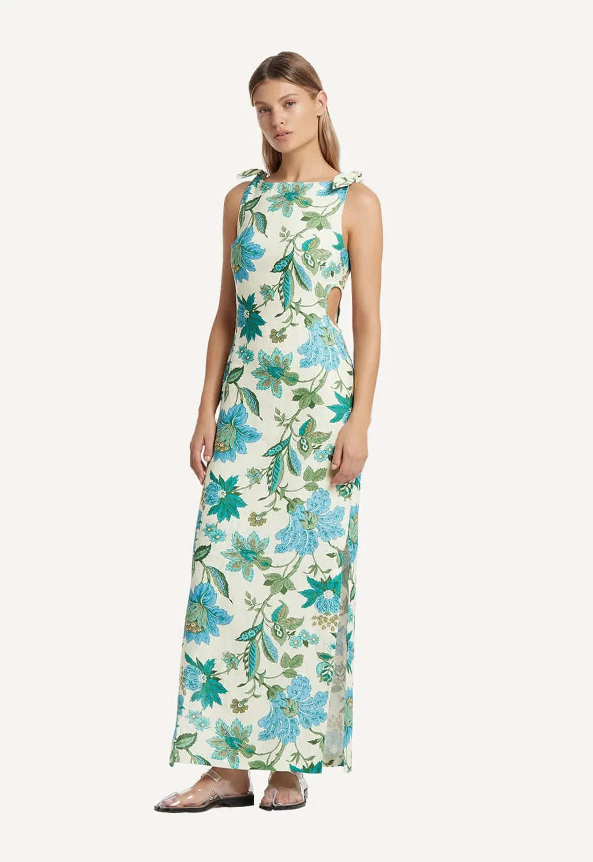 Sir The Label Alexandre Cut Out Midi Dress Blue Floral Size 0/ AU 6 for rent on The Volte - main image