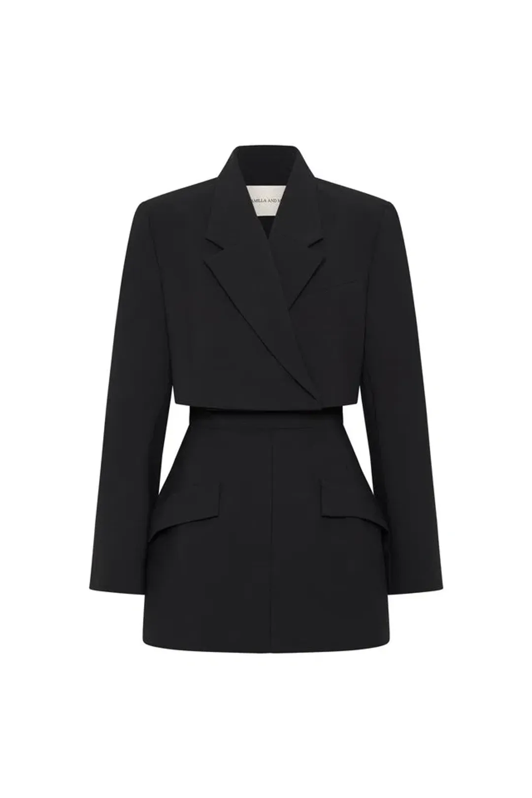 Camilla and Marc Camellia Tailored Cut Out Blazer Mini Dress Black Size 8 for rent on The Volte - main image