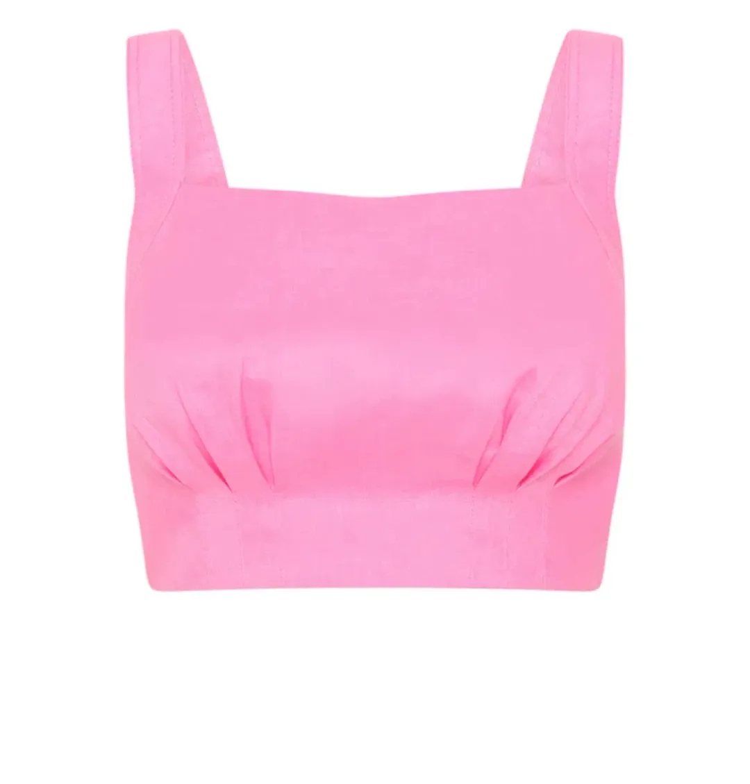 Aje Paper Bag Shorts & Tie Back Top Two Piece Set in Pink Size 6  for rent on The Volte - main image