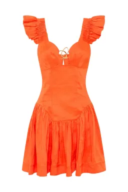 Aje Simone Frill Sleeve Mini Dress Orange Size 8 for rent on The Volte - image 6