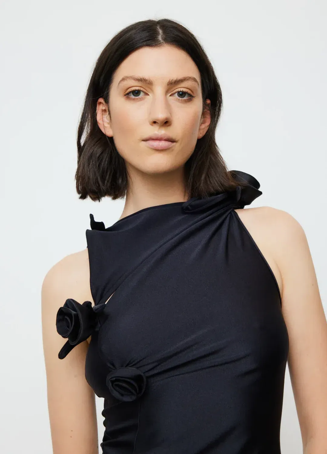 Coperni Asymmetric Flower Gown Floor Length Black Size L/Au 10 for rent on The Volte - main image