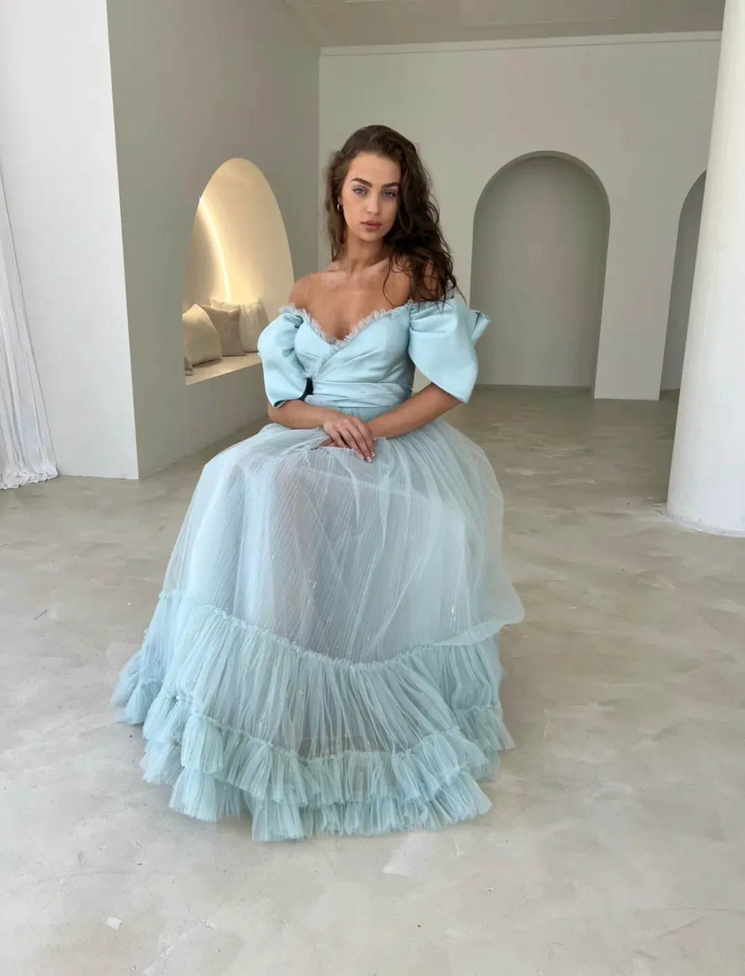 Bilal El Dana Gown Blue Size 8 for rent on The Volte - main image