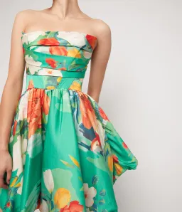Leo Lin Florescence Bustier Bubble Mini Dress in Lily Pad Green Size 6 for rent on The Volte - image 2