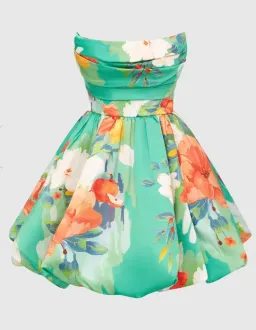 Leo Lin Florescence Bustier Bubble Mini Dress in Lily Pad Green Size 6 for rent on The Volte - image 3