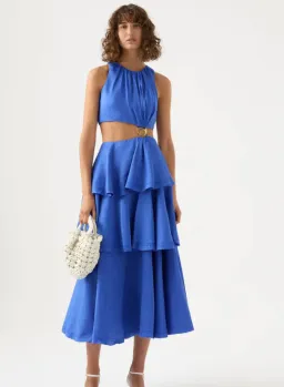 Aje Wave Cut Out Ring Midi Dress Marine Blue Size 8 for rent on The Volte - image 2