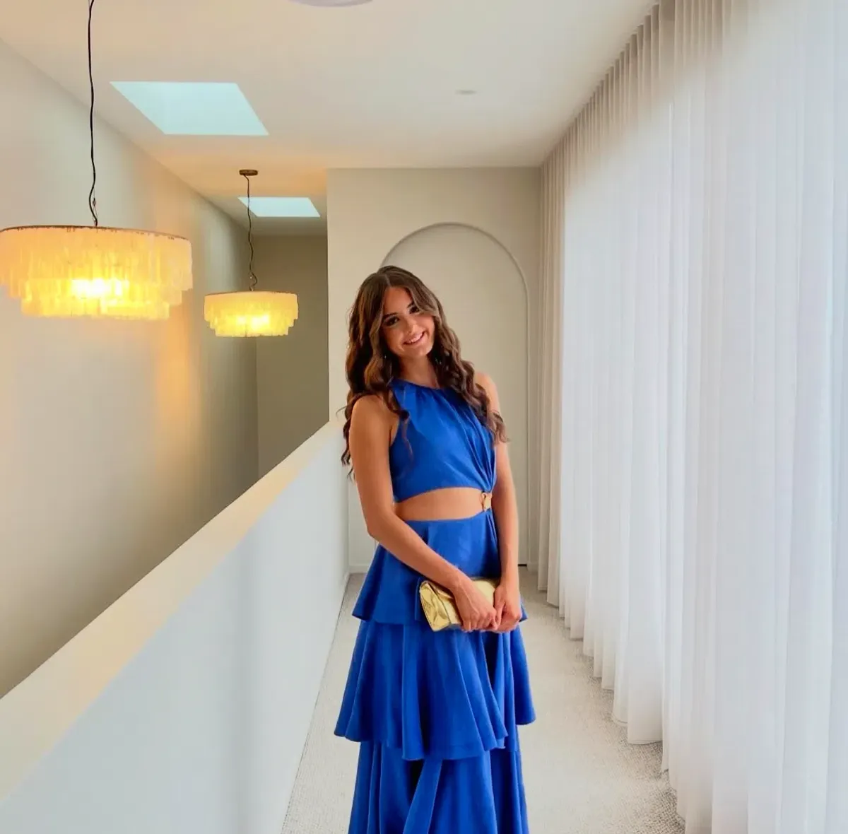 Aje Wave Cut Out Ring Midi Dress Marine Blue Size 8 for rent on The Volte - main image