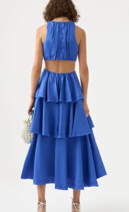 Aje Wave Cut Out Ring Midi Dress Marine Blue Size 8 for rent on The Volte - image 3