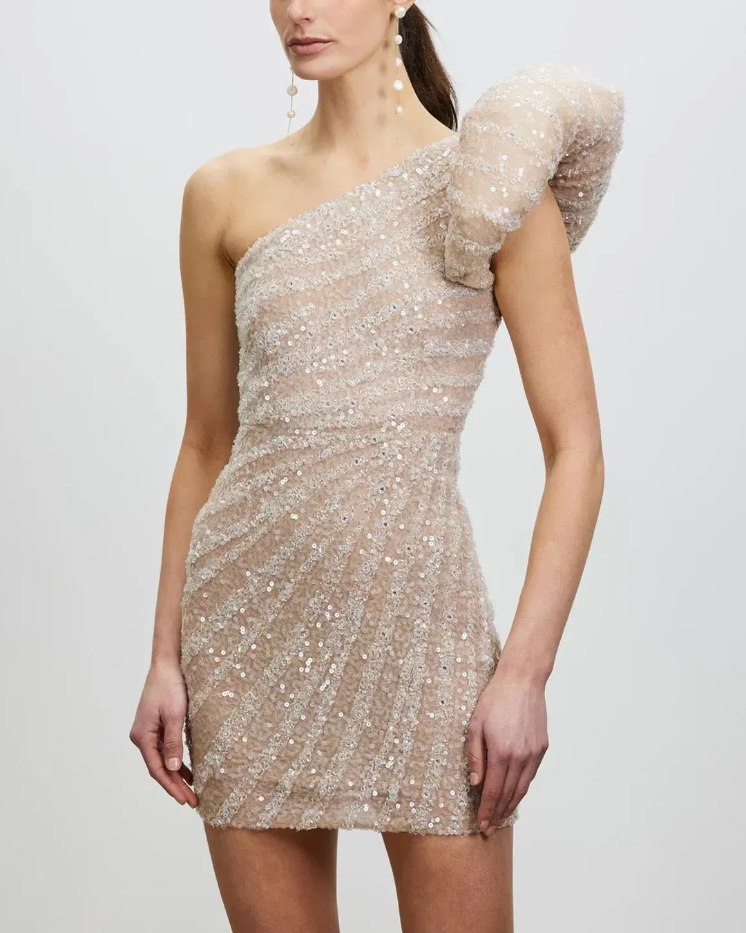 Rachel Gilbert Phoebe Mini Dress Nude Size AU 8 for rent on The Volte - main image