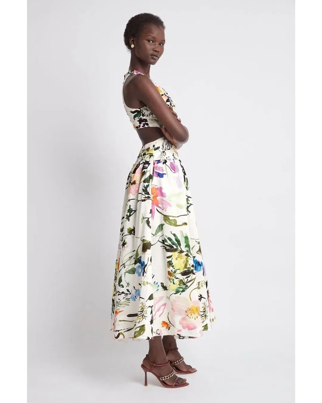 Aje Introspect Cut Out Midi Dress Botanic Floral Size 6 for rent on The Volte - main image