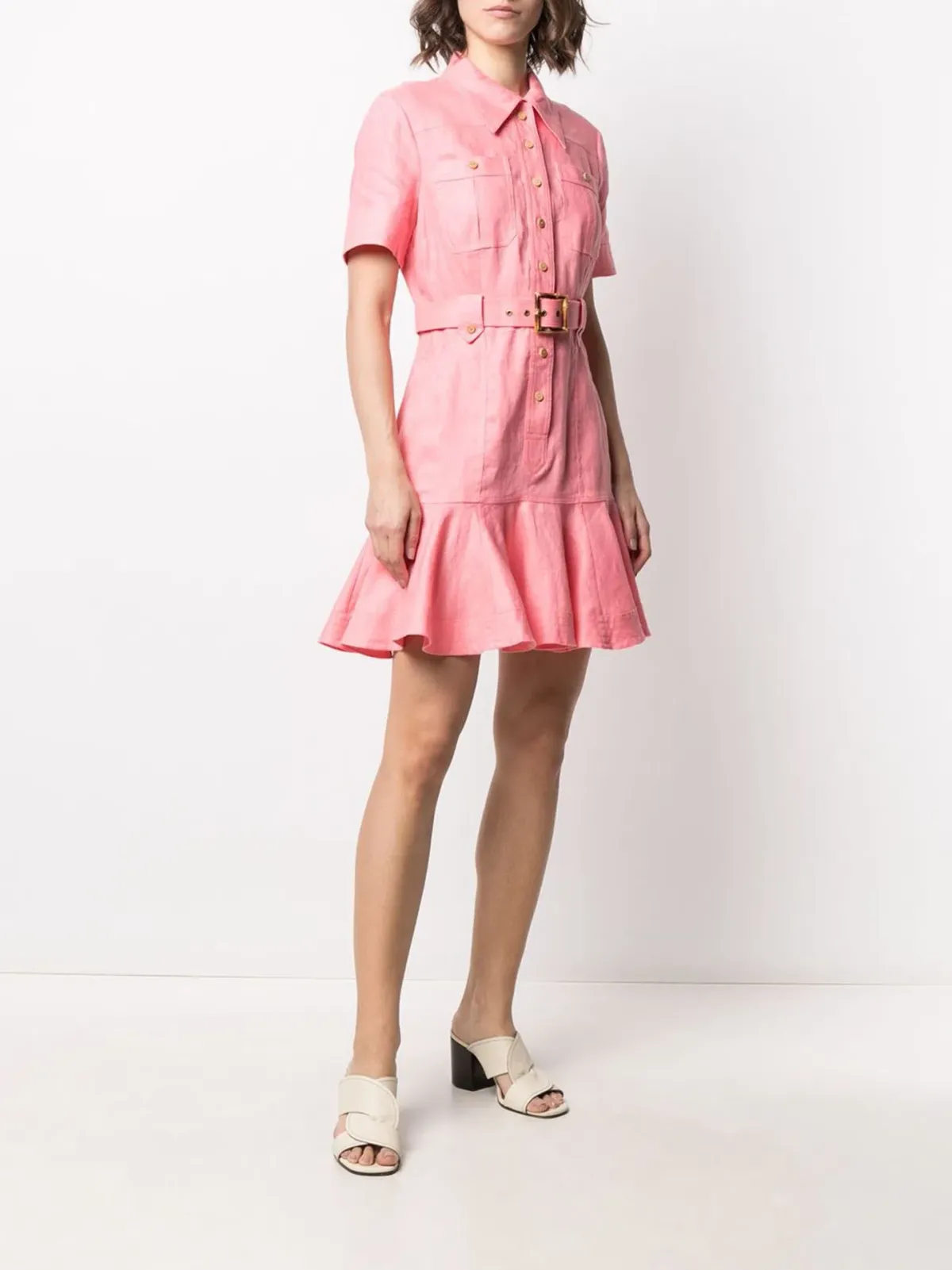 Zimmermann Poppy Belted Mini Dress Watermelon Pink Size 0 / AU 8 for rent on The Volte - main image