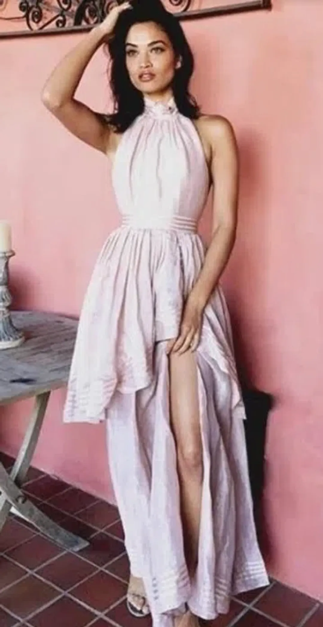 Aje Sienna Maxi Dress Blush Size 6  for rent on The Volte - main image