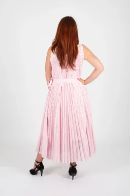 Hugo Boss Belted Stretch Lace Midi Dress Pastel Pink Size 10 for rent on The Volte - image 3