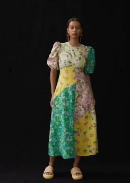 Alemais Kenzie Patchwork Floral Midi Dress Multi Size AU 10 for rent on The Volte - image 1