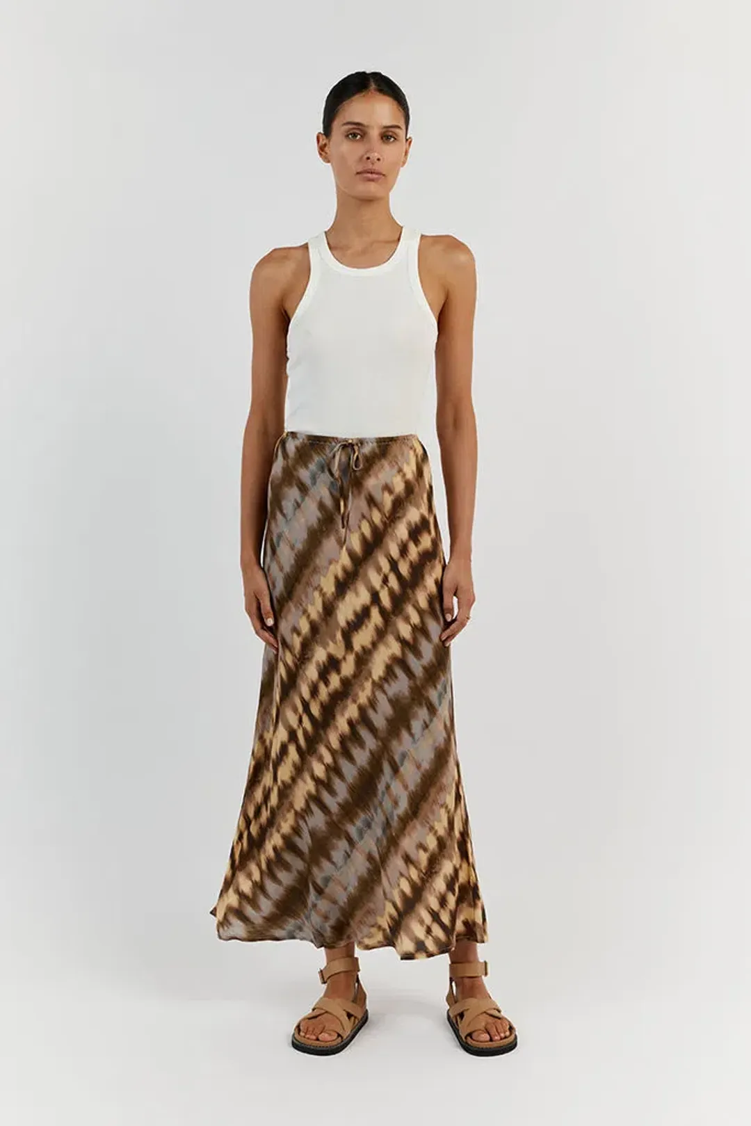 Dissh Gabi Drawstring Midi Skirt Tie Dye Multi Size AU 10 for rent on The Volte - main image