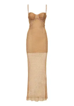 Self Portrait Hotfix Fishnet Maxi Nude Size AU 10 for rent on The Volte - image 3