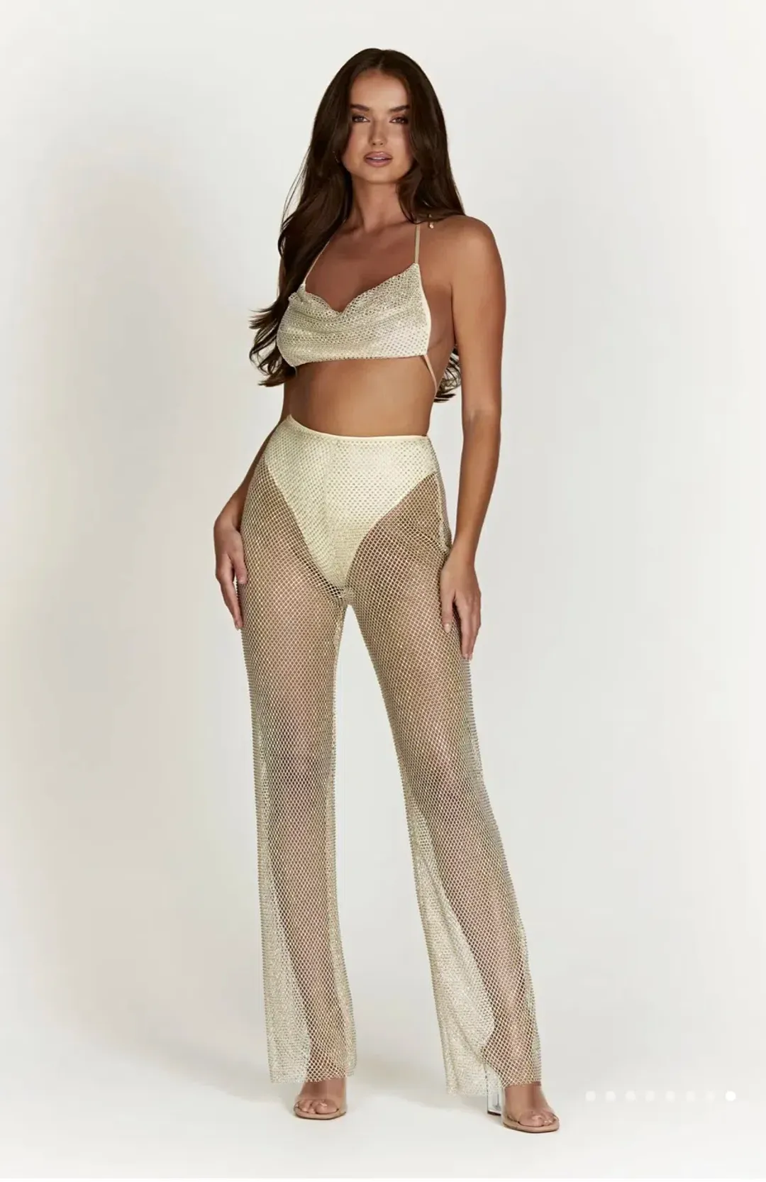 Meshki Diamond Pant Set Cream Size AU 10 for rent on The Volte - main image