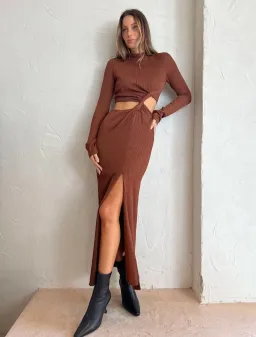 Camilla and Marc Haywood Twisted Dress in Cocoa Brown Size XS / AU 6  for rent on The Volte - image 2